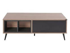 Mesa De Centro|Loft24 Mesa decorativa em vidro e estrutura metálica preta Natural claro