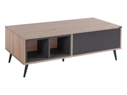 Mesa De Centro|Loft24 Mesa decorativa em vidro e estrutura metálica preta Natural claro