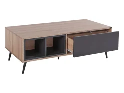 Mesa De Centro|Loft24 Mesa decorativa em vidro e estrutura metálica preta Natural claro