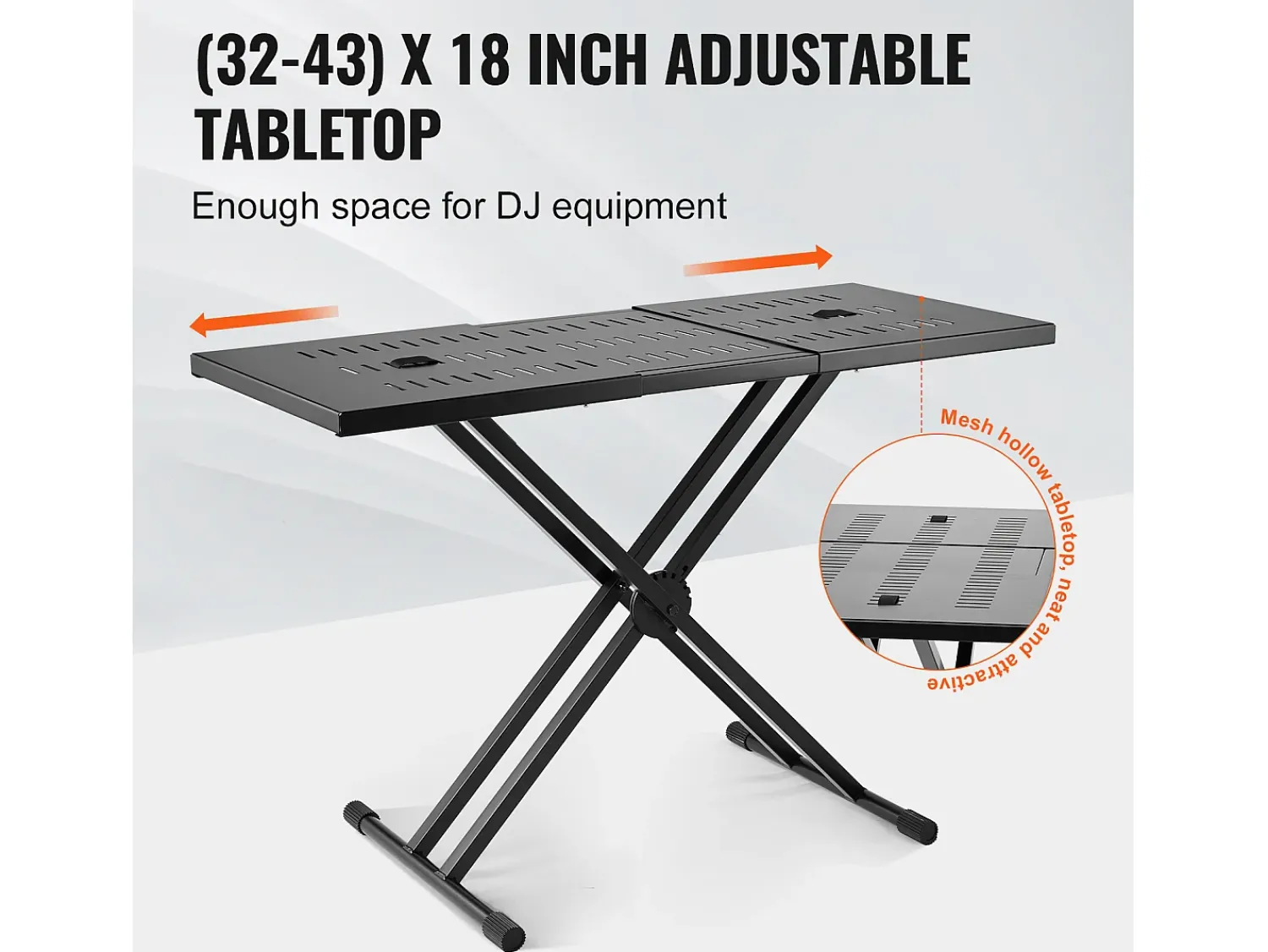 Consola* Mesa DJ Portátil SucceBuy, Suporte de Teclado Double-X, Altura Ajustável, Suporte de Mixagem de Áudio, (820-1095) x 465 mm Preto