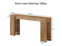 Consola|Tribesigns Mesa do Console 160 x 29,5 x 85 cm, Mesa Auxiliar, Mesa de Corredor, Mesa Baixa para Pequenos Espaços Natural claro