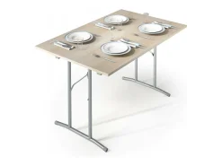 Dmora Mesa dobrável Daccurs, Mesa de camping com pernas metálicas dobráveis, Mesa de jantar moderna multiuso, 100% Fabricado na Itália, 125x75h80 cm, Carvalho e Cinza^ Mesa De Centro