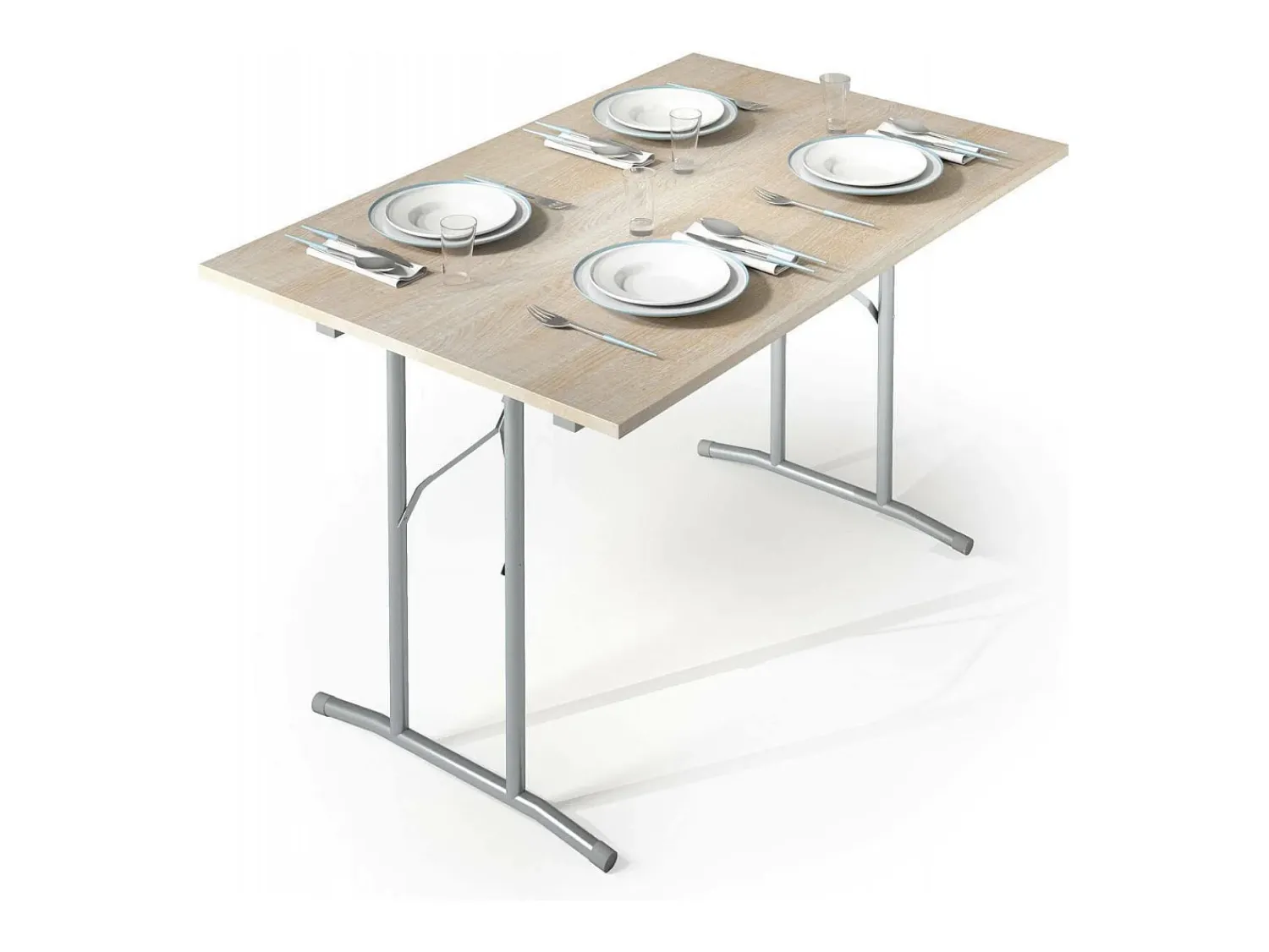 Dmora Mesa dobrável Daccurs, Mesa de camping com pernas metálicas dobráveis, Mesa de jantar moderna multiuso, 100% Fabricado na Itália, 125x75h80 cm, Carvalho e Cinza^ Mesa De Centro