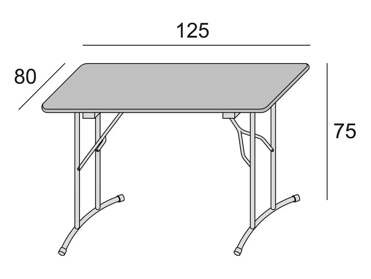 Discount Dmora Mesa dobrável Daccurs, Mesa de camping com pernas de metal dobráveis, Mesa de jantar moderna multifuncional, 100% Fabricado na Itália, 125x75h80 cm, Branco