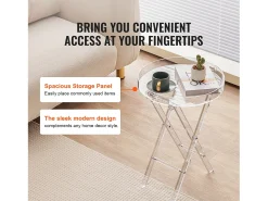 Outlet Mesa Dobrável SucceBuy em Acrílico com Pés em X, Mesa de Apoio para Café, Bebidas, Lanches na Sala, o Quarto, o Escritório Transparente