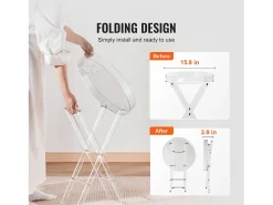 Outlet Mesa Dobrável SucceBuy em Acrílico com Pés em X, Mesa de Apoio para Café, Bebidas, Lanches na Sala, o Quarto, o Escritório Transparente