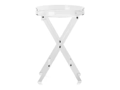 Outlet Mesa Dobrável SucceBuy em Acrílico com Pés em X, Mesa de Apoio para Café, Bebidas, Lanches na Sala, o Quarto, o Escritório Transparente