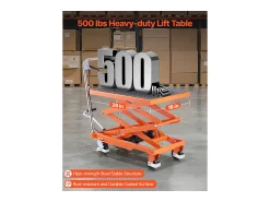 Mesa De Centro* Mesa Elevatória, SucceBuy Mesa Elevatória Hidráulica de 1 200 mm, Capacidade de 226,8 kg, Carrinho Manual de Tesoura Dupla, Base Antiderrapante Cor de laranja