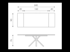 Mesa extensível de 160cm a 240cm moderna Tampo Cerâmico em Vidro Temperado Cinza Grafite^ Mesa De Centro