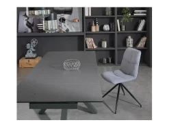 Mesa extensível de 160cm a 240cm moderna Tampo Cerâmico em Vidro Temperado Cinza Grafite^ Mesa De Centro