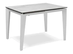 Sale Mesa extensível de 120cm a 170cm moderna Tampo Cerâmico em Vidro Temperado Mármore Branco