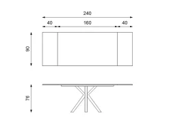 Mesa De Centro| Mesa extensível de 160cm a 240cm moderna Tampo Cerâmico em Vidro Temperado Portoro Amarelo