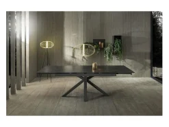 Mesa De Centro| Mesa extensível de 160cm a 240cm moderna Tampo Cerâmico em Vidro Temperado Portoro Amarelo