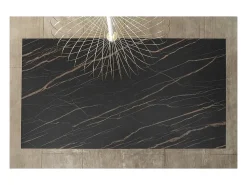 Mesa De Centro| Mesa extensível de 160cm a 240cm moderna Tampo Cerâmico em Vidro Temperado Portoro Amarelo
