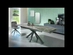 Mesa De Centro* Mesa extensível de 160cm a 240cm moderno Tampo Cerâmico sobre Vidro Temperado Mármore Antracite Cinza antracite