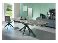 Mesa De Centro* Mesa extensível de 160cm a 240cm moderno Tampo Cerâmico sobre Vidro Temperado Mármore Antracite Cinza antracite
