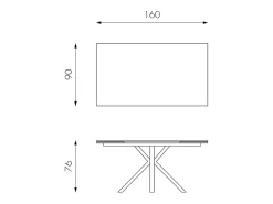 Clearance Mesa extensível de 160cm a 240cm moderna Tampo Cerâmico em Vidro Temperado Mármore Branco