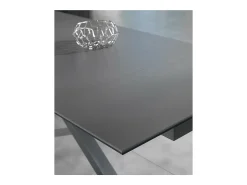 Mesa extensível de 120cm a 170cm moderno Tampo Cerâmico em Vidro Temperado Cinza Grafite^ Mesa De Centro