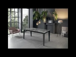 Hot Mesa extensível de 120cm a 170cm moderno Tampo Cerâmico sobre Vidro Temperado Mármore Antracite Cinza antracite