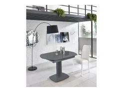 Mesa De Centro* Mesa Extensível Kyoto em Vidro Temperado Cinza até 180cm Cinzento