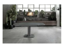 Mesa De Centro* Mesa Extensível Kyoto em Vidro Temperado Cinza até 180cm Cinzento