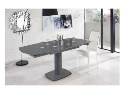 Mesa De Centro* Mesa Extensível Kyoto em Vidro Temperado Cinza até 180cm Cinzento