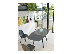 Online Mesa extensível Kyoto Four em vidro temperado cinza até 180cm Cinzento