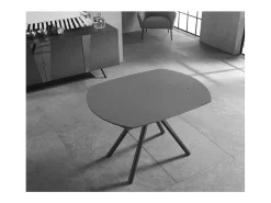 Mesa De Centro| Mesa extensível Kyoto Four em vidro temperado cinza grafite até 180cm Cinzento