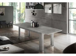 Consola*Dmora Mesa extensível Nanni, Consola extensível até 10 lugares, Consola extensível 100% Fabricado em Itália, 140/190x90h75 cm, Cimento Cinzento