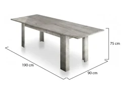Dmora Mesa extensível Nanni, Consola extensível até 10 lugares, Consola extensível 100% Fabricado em Itália, 140/190x90h75 cm, Mármore cinza^ Consola