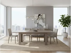 Discount Dmora Mesa extensível Nanni, Consola extensível até 10 lugares, Consola extensível 100% Fabricado em Itália, 140/190x90h75 cm, Olmo pérola Castanho