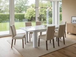 Online Dmora Mesa extensível Nanni, Consola extensível até 10 lugares, Consola extensível 100% Fabricado em Itália, 140/190x90h75 cm, brilhante Branco