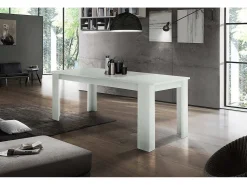 Consola|Dmora Mesa extensível Nanni, Consola extensível até 10 lugares, Consola extensível 100% Fabricada em Itália, 140/190x90h75 cm, Lariço brilhante Branco