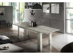Consola|Dmora Mesa extensível Natan, Consola extensível até 12 lugares, Consola extensível 100% Fabricado em Itália, 160/210x90h75 cm, Cimento Cinzento