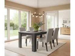 Dmora Mesa extensível Natan, Consola extensível até 12 lugares, Consola extensível 100% Fabricado em Itália, 160/210x90h75 cm, Ardósia^ Consola