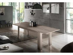Consola*Dmora Mesa extensível Natan, Consola extensível até 12 lugares, Consola extensível 100% Fabricado em Itália, 160/210x90h75 cm, Olmo pérola Castanho
