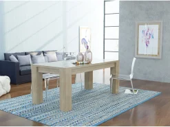 Consola*Dmora Mesa extensível Natan, Consola extensível até 12 lugares, Consola extensível 100% Fabricado em Itália, 160/210x90h75 cm, Olmo pérola Castanho