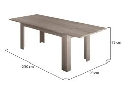 Consola*Dmora Mesa extensível Natan, Consola extensível até 12 lugares, Consola extensível 100% Fabricado em Itália, 160/210x90h75 cm, Olmo pérola Castanho