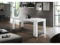 Consola*Dmora Mesa extensível Natan, Consola extensível até 12 lugares, Consola extensível 100% Fabricado em Itália, 160/210x90h75 cm, brilhante Branco