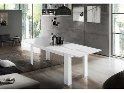 Consola*Dmora Mesa extensível Natan, Consola extensível até 12 lugares, Consola extensível 100% Fabricado em Itália, 160/210x90h75 cm, brilhante Branco