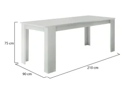 Consola|Dmora Mesa extensível Natan, Consola extensível até 12 lugares, Consola extensível 100% Made in Italy, 160/210x90h75 cm, Lariço brilhante Branco