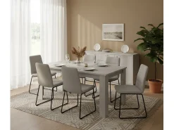 Consola|Dmora Mesa extensível Natan, Consola extensível até 12 lugares, Consola extensível 100% Made in Italy, 160/210x90h75 cm, Lariço brilhante Branco