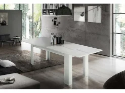 Consola|Dmora Mesa extensível Natan, Consola extensível até 12 lugares, Consola extensível 100% Made in Italy, 160/210x90h75 cm, Lariço brilhante Branco