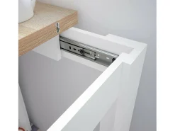 Consola|Dmora Mesa extensível Newark, Prateleira de jantar dobrável com abertura para livros, Mesa auxiliar dobrável, 67x67/135h79 cm, e Carvalho Branco