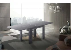 Dmora Mesa extensível Otto, Consola auxiliar de cozinha, Mesa extensível, 100% Fabricado em Itália, 90x90h75 cm, Ardósia^ Consola
