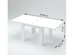 Dmora Mesa extensível Otto, Consola auxiliar de cozinha, Mesa extensível, 100% Fabricado em Itália, 90x90h75 cm, Ardósia^ Consola