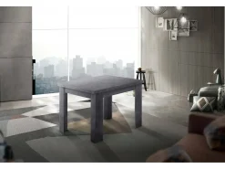Dmora Mesa extensível Otto, Consola auxiliar de cozinha, Mesa extensível, 100% Fabricado em Itália, 90x90h75 cm, Ardósia^ Consola