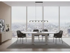 Consola|Dmora Mesa extensível Otto, Consola auxiliar de cozinha, Mesa extensível, 100% Fabricado em Itália, 90x90h75 cm, brilhante Branco