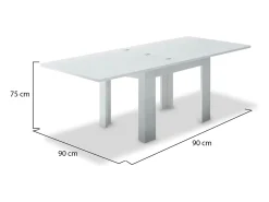 Consola|Dmora Mesa extensível Otto, Consola auxiliar de cozinha, Mesa extensível, 100% Fabricado em Itália, 90x90h75 cm, brilhante Branco
