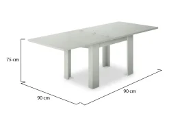 Dmora Mesa extensível Otto, Consola auxiliar de cozinha, Mesa extensível, 100% Fabricado em Itália, 90x90h75 cm, Lariço brilhante Branco